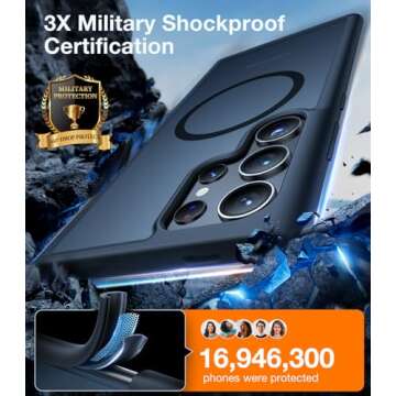 TORRAS Magnetic Shockproof for Samsung Galaxy S24 Ultra Case, [18N Mighty Magnetic] [12FT Military G...