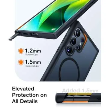 TORRAS Magnetic Shockproof for Samsung Galaxy S24 Ultra Case, [18N Mighty Magnetic] [12FT Military Grade Drop Tested] [Compatible with MagSafe] Protective Slim Case for Samsung S24 Ultra Case, Black