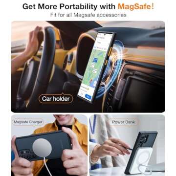 TORRAS Magnetic Shockproof for Samsung Galaxy S24 Ultra Case, [18N Mighty Magnetic] [12FT Military Grade Drop Tested] [Compatible with MagSafe] Protective Slim Case for Samsung S24 Ultra Case, Black