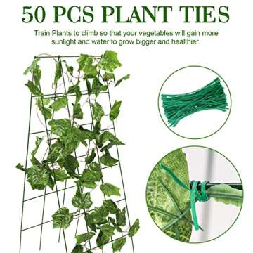 Kyrieval 48" Hx 18" L Cucumber Trellis for Garden A Frame Plant Support for Raised Bed, Outdoor Indoor Plant Garden Trellis for Climbing Plants (1 Pack)