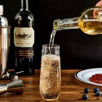 FOCUSLINE 24 Pack 9 Oz Clear Plastic Champagne Flutes, Stemless Plastic Champagne Glasses Clear, Heavy Duty Plastic Toasting Glasses, Shatterproof and Disposable Cups Perfect For Any Party