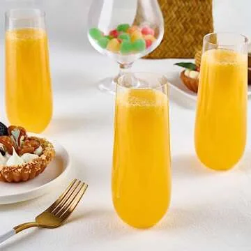 FOCUSLINE 24 Pack 9 Oz Clear Plastic Champagne Flutes, Stemless Plastic Champagne Glasses Clear, Heavy Duty Plastic Toasting Glasses, Shatterproof and Disposable Cups Perfect For Any Party