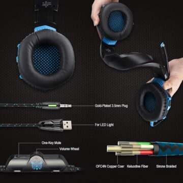 Cdycam Wired Gaming Headset - 7.1 Surround Sound & Comfort