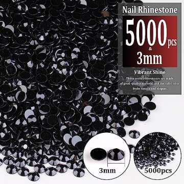 5000pcs 3mm Resin Rhinestones Bulk, Black Flatback Round Jelly Rhinestones Bedazzling Non Hotfix Cry...