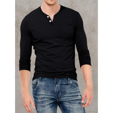 KUYIGO Men’s Slim Fit Henley Shirt - Fashionable Cotton Tops