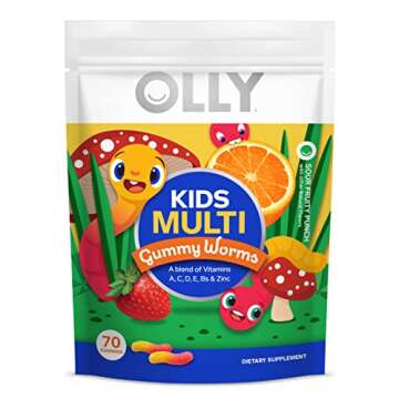 OLLY Kids Multivitamin Gummy Worms, Overall Health and Immune Support, Vitamins and Minerals A, C, D...