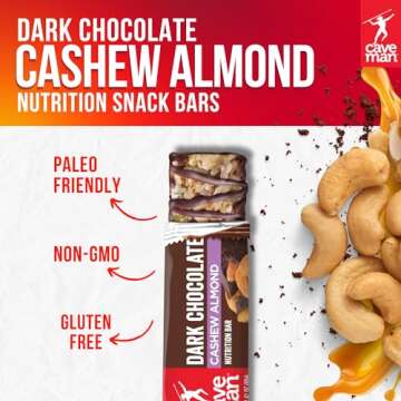 Caveman Foods Dark Chocolate Cashew Almond Bars
