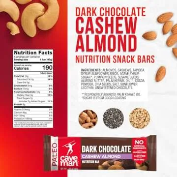 Caveman Foods Dark Chocolate Cashew Almond Bars