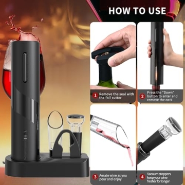 Electric Wine Opener Set 4-in-1 Elegant Gift for Wine Lovers