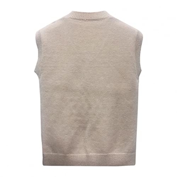 Padaleks Women's V Neck Knit Vintage Sweater Vest - Khaki