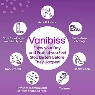 Vanibiss Foot Anti Blister Balm - Foot Blister Prevention - Anti Friction Balm Stick and Foot Chafin...