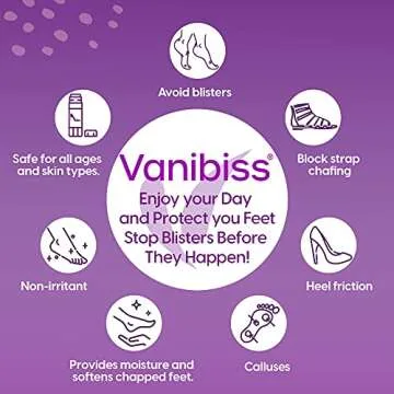 Vanibiss Foot Anti Blister Balm - Foot Blister Prevention - Anti Friction Balm Stick and Foot Chafin...