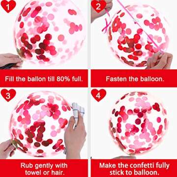 50PCS 12 Inches Latex Balloons Confetti Balloons Set - Red & Pink & White Balloons Helium Balloons for Valentines Day Bridal Shower Wedding Party Decorations Supplies