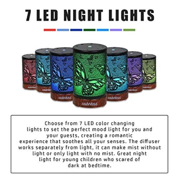 ASAWASA Essential Oil Diffuser with Night Light and Auto Shut-Off