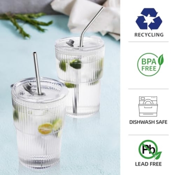 Stylish RÉΑLWÁY 16 OZ Iced Coffee Cups - Set of 4