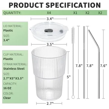 Stylish RÉΑLWÁY 16 OZ Iced Coffee Cups - Set of 4