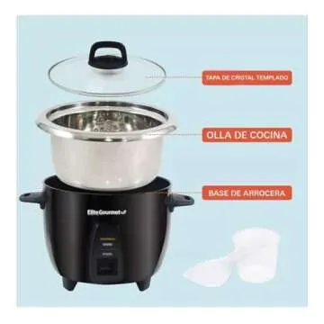 Elite Gourmet ERC2010B Rice Cooker with Stainless Steel Pot