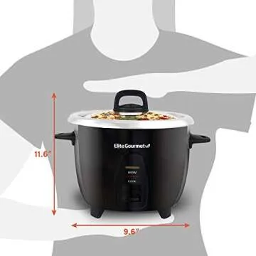 Elite Gourmet ERC2010B Rice Cooker with Stainless Steel Pot