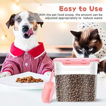 Elesunory 3 Pieces Animal Food Storage Containers, Plastic Dog Food Storage Container with Spoon, 4 ...