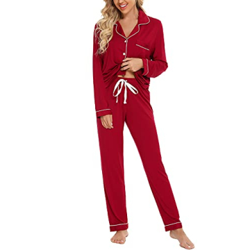 Senert Women's Pajamas Set - Soft Two Piece Sleepwear Set in Red