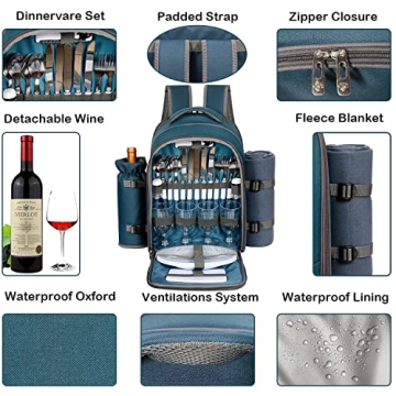 Hap Tim Picnic Backpack for 4 with Blanket & Cooler