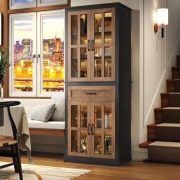 Stylish FOTOSOK 71'' Kitchen Pantry Cabinet with Storage