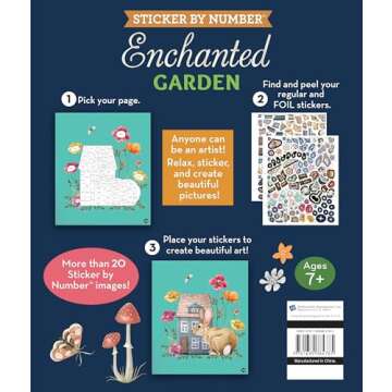 Brain Games - Sticker by Number: Enchanted Garden (24 Images to Sticker): Includes 2 Foil Sticker Sh...