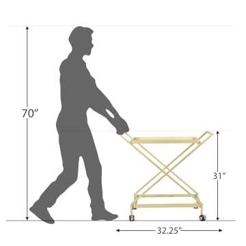 Stylish Gold Iron and Glass Bar Cart for Entertaining