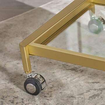 Stylish Gold Iron and Glass Bar Cart for Entertaining