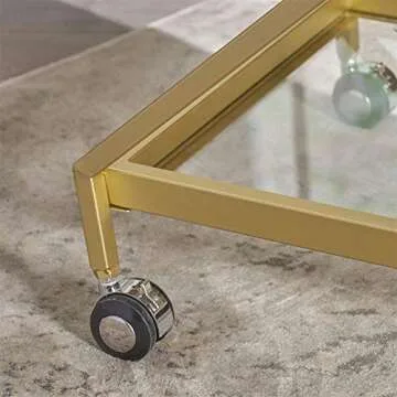 Stylish Gold Iron and Glass Bar Cart for Entertaining