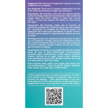 Bio Nutrition California Poppy Herbal Supplement 60 Vegetarian Capsules | Natural Relaxation & Stres...