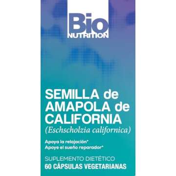 Bio Nutrition California Poppy Herbal Supplement 60 Vegetarian Capsules | Natural Relaxation & Stress Relief | Supports Calm Sleep & Mood