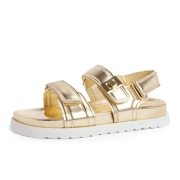 Modatope Womens Sandals Comfortable Flat Gold Sandals Women Summer Sandals Size 7.5