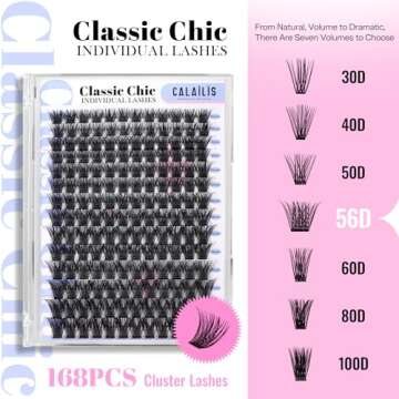 CALAILIS Lash Clusters DIY Eyelash Extensions 168pcs 56D Individual Lashes Mega Volume Cluster Lashe...