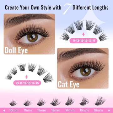 CALAILIS Lash Clusters DIY Eyelash Extensions 168pcs 56D Individual Lashes Mega Volume Cluster Lashes Natural Look Eyelash Clusters(56D-0.07,D-10-16MIX)
