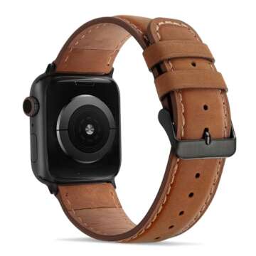 Tasikar Bands Compatible with Apple Watch Band 42mm (Series 10) 41mm 40mm 38mm Men Genuine Leather R...