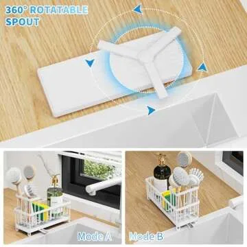 Cisily Sponge Holder for Kitchen Sink - Rustproof Stainless Steel Caddy with Brush Holder
