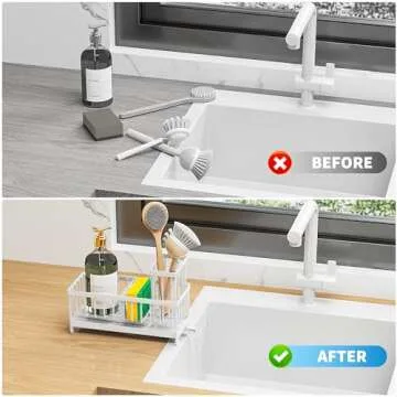 Compact Stainless Steel Sink Caddy for Kitchen Organization