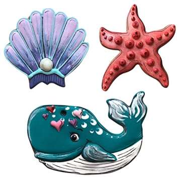 LILIAO Ocean Creatures Cookie Cutter Set - 3 Piece - Whale, Starfish and Seashell Biscuit Fondant Cu...