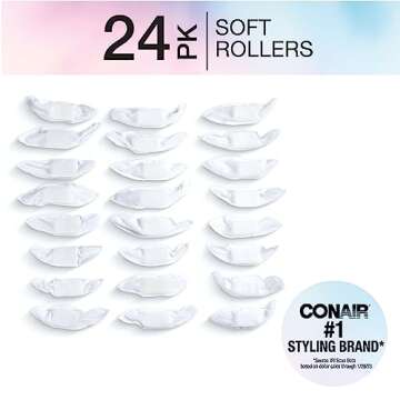 Conair Fabric Hair Curlers to Sleep In, Soft Hair Rollers for Natural Curls, Assorted color, 24 Pack