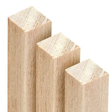 Bright Creations 25-Pack Unfinished Square Hardwood Dowels for Crafts, DIY, and Supplies (1/4 x 12 Inches) - Square Dowels - Wood Craft Sticks