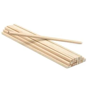 Bright Creations 25-Pack Unfinished Square Hardwood Dowels for Crafts, DIY, and Supplies (1/4 x 12 Inches) - Square Dowels - Wood Craft Sticks