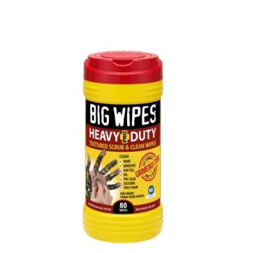 BIG WIPES Heavy Duty Industrial Textured Scrubbing Wipes, Red Top, (80 Count (Pack of 1), Heavy-Duty...