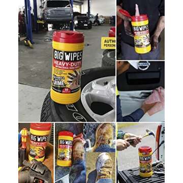 BIG WIPES Heavy Duty Industrial Textured Scrubbing Wipes, Red Top, (80 Count (Pack of 1), Heavy-Duty)