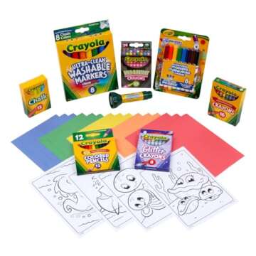Crayola Super Art Coloring Kit (100+ Pcs), Arts & Crafts Set for Kids, Coloring Supplies, Arts & Crafts Set, Gifts for Kids [Amazon Exclusive]