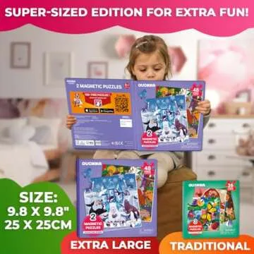 QUOKKA Magnetic Toddler Puzzles Ages 4-6 - 2x48 Travel Puzzles Games for Kids 3-5 Years Old - Activi...