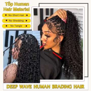 Human Braiding Hair for Boho Braids Curly Bohemian Deep Wave Bulk 100% Human Hair for Micro Braiding...