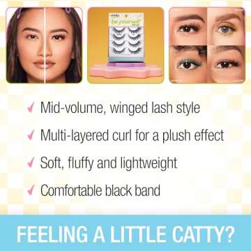 Ardell Winks Be Yourself Lashes - Vibez Style, Bold & Expressive Black Strip Lashes, Dramatic Look, False Eyelashes, 4-Pack