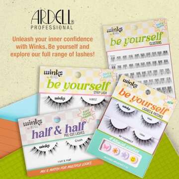 Ardell Winks Be Yourself Lashes - Vibez Style, Bold & Expressive Black Strip Lashes, Dramatic Look, False Eyelashes, 4-Pack