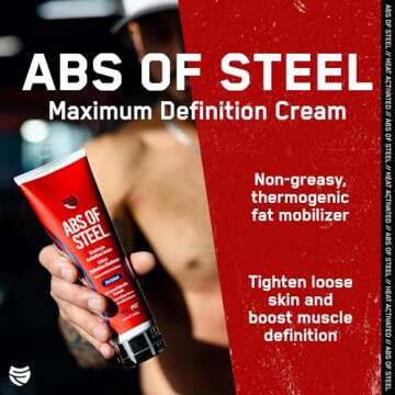 SteelFit Abs of Steel Maximum Definition Cream - Skin Tightening, Toning & Firming Lotion for Sculpt...